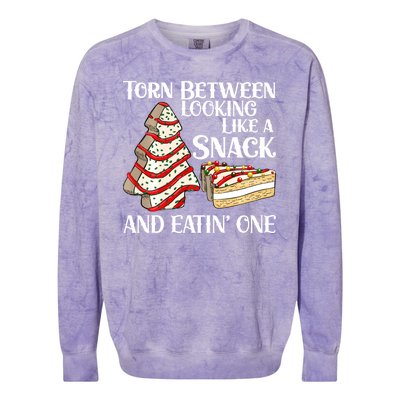 Funny Christmas Tree Cake Torn Between Looking Like A Snack Colorblast Crewneck Sweatshirt