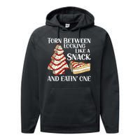 Funny Christmas Tree Cake Torn Between Looking Like A Snack Performance Fleece Hoodie