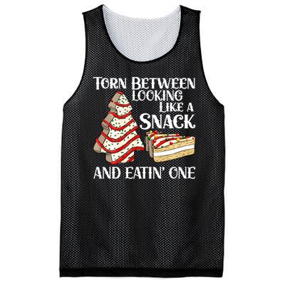 Funny Christmas Tree Cake Torn Between Looking Like A Snack Mesh Reversible Basketball Jersey Tank