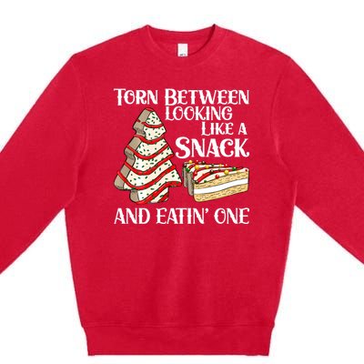 Funny Christmas Tree Cake Torn Between Looking Like A Snack Premium Crewneck Sweatshirt