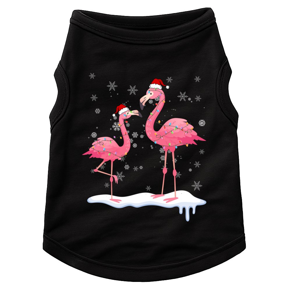 Flamingo Christmas Tree Santa Hat Gift Doggie Tank