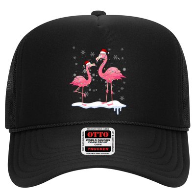 Flamingo Christmas Tree Santa Hat Gift Trucker Hat