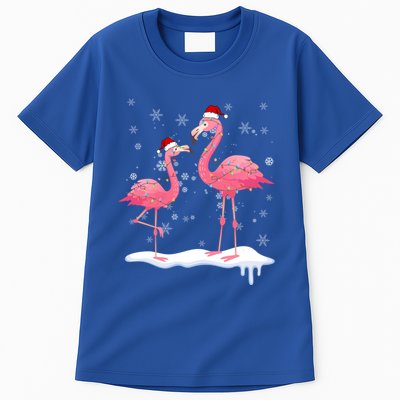 Flamingo Christmas Tree Santa Hat Gift Tall T-Shirt