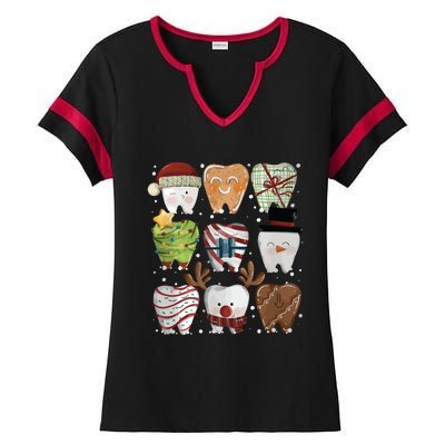 Funny Christmas Teeth Dentist Ladies Halftime Notch Neck Tee