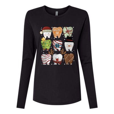 Funny Christmas Teeth Dentist Womens Cotton Relaxed Long Sleeve T-Shirt