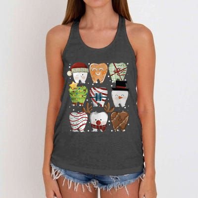 Funny Christmas Teeth Dentist Women's Knotted Racerback Tank