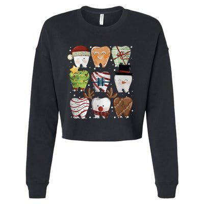 Funny Christmas Teeth Dentist Cropped Pullover Crew