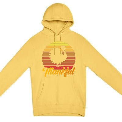 Funny Cute Thankful Turkey Retro Sunset, Thankful Grateful Blessed Autumn Fall 2 Premium Pullover Hoodie