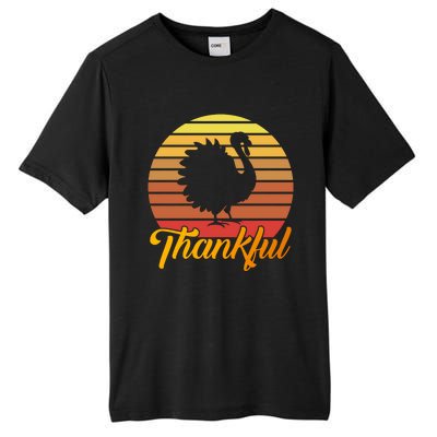 Funny Cute Thankful Turkey Retro Sunset, Thankful Grateful Blessed Autumn Fall 2 Tall Fusion ChromaSoft Performance T-Shirt