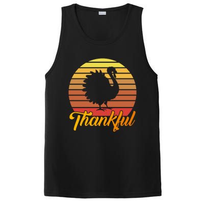 Funny Cute Thankful Turkey Retro Sunset, Thankful Grateful Blessed Autumn Fall 2 PosiCharge Competitor Tank