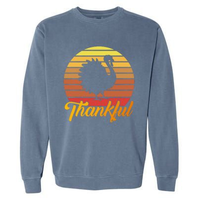 Funny Cute Thankful Turkey Retro Sunset, Thankful Grateful Blessed Autumn Fall 2 Garment-Dyed Sweatshirt