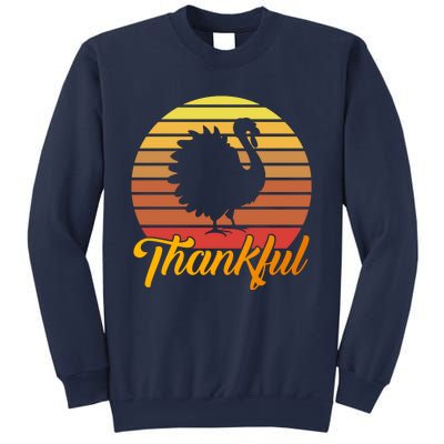 Funny Cute Thankful Turkey Retro Sunset, Thankful Grateful Blessed Autumn Fall 2 Sweatshirt