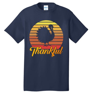 Funny Cute Thankful Turkey Retro Sunset, Thankful Grateful Blessed Autumn Fall 2 Tall T-Shirt