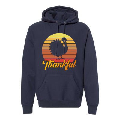 Funny Cute Thankful Turkey Retro Sunset, Thankful Grateful Blessed Autumn Fall 2 Premium Hoodie