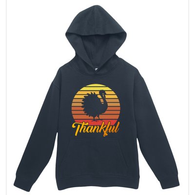 Funny Cute Thankful Turkey Retro Sunset, Thankful Grateful Blessed Autumn Fall 2 Urban Pullover Hoodie