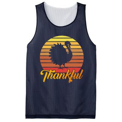 Funny Cute Thankful Turkey Retro Sunset, Thankful Grateful Blessed Autumn Fall 2 Mesh Reversible Basketball Jersey Tank