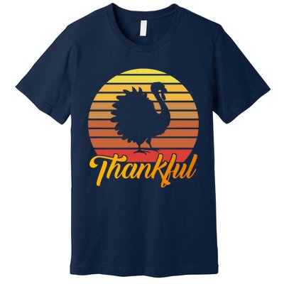 Funny Cute Thankful Turkey Retro Sunset, Thankful Grateful Blessed Autumn Fall 2 Premium T-Shirt