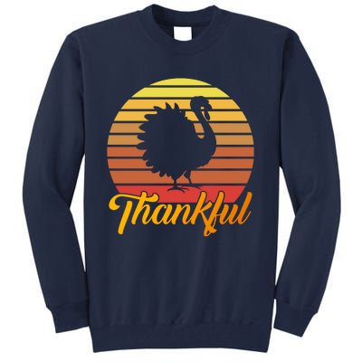 Funny Cute Thankful Turkey Retro Sunset, Thankful Grateful Blessed Autumn Fall 2 Tall Sweatshirt