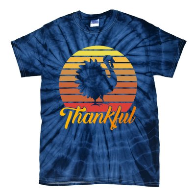 Funny Cute Thankful Turkey Retro Sunset, Thankful Grateful Blessed Autumn Fall 2 Tie-Dye T-Shirt