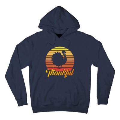 Funny Cute Thankful Turkey Retro Sunset, Thankful Grateful Blessed Autumn Fall 2 Tall Hoodie