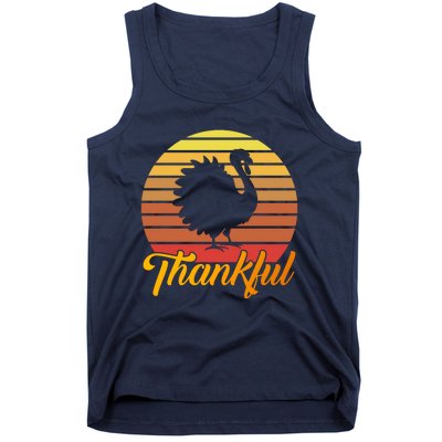 Funny Cute Thankful Turkey Retro Sunset, Thankful Grateful Blessed Autumn Fall 2 Tank Top