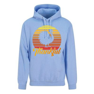 Funny Cute Thankful Turkey Retro Sunset, Thankful Grateful Blessed Autumn Fall 2 Unisex Surf Hoodie