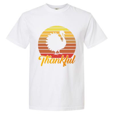 Funny Cute Thankful Turkey Retro Sunset, Thankful Grateful Blessed Autumn Fall 2 Garment-Dyed Heavyweight T-Shirt