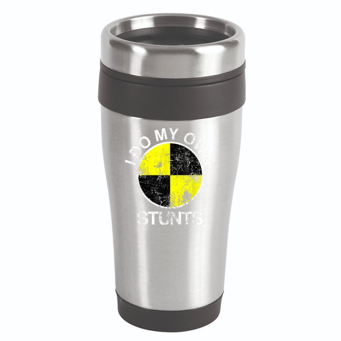 Funny Crash Test Dummy I Do My Own Stunts 16oz Travel Tumbler