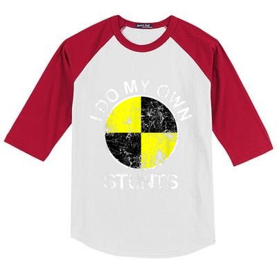 Funny Crash Test Dummy I Do My Own Stunts Kids Colorblock Raglan Jersey