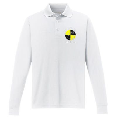 Funny Crash Test Dummy I Do My Own Stunts Performance Long Sleeve Polo