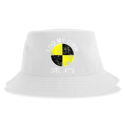 Funny Crash Test Dummy I Do My Own Stunts Sustainable Bucket Hat