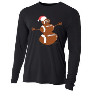 Football Christmas T Sports Snowman Holiday Cooling Performance Long Sleeve Crew