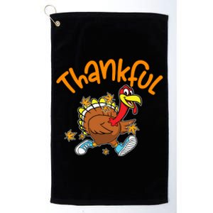 Funny Cute Thankful Turkey Running, Happpy Thanksgiving Day Autumn Fall Platinum Collection Golf Towel