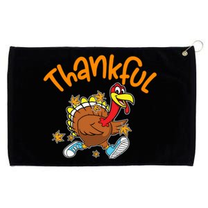 Funny Cute Thankful Turkey Running, Happpy Thanksgiving Day Autumn Fall Grommeted Golf Towel