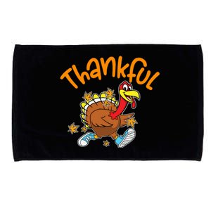 Funny Cute Thankful Turkey Running, Happpy Thanksgiving Day Autumn Fall Microfiber Hand Towel