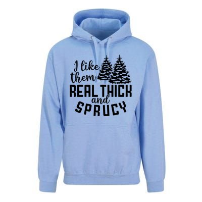 Funny Christmas Tree Xmas I Like Them Real Thick And Sprucy Gift Unisex Surf Hoodie