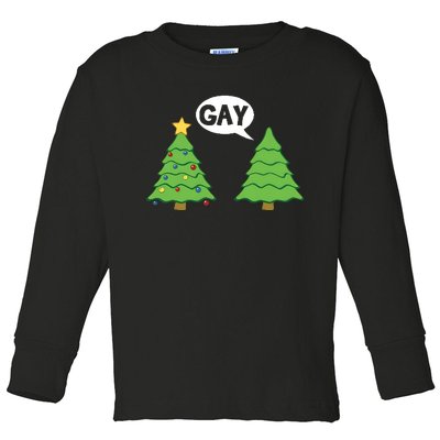 Funny Christmas Tree Gay Lgbtq Christmas Toddler Long Sleeve Shirt