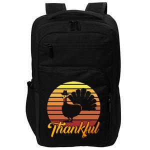 Funny Cute Thankful Turkey Sunset Retro, Thankful Grateful Blessed Autumn Fall 2 Impact Tech Backpack