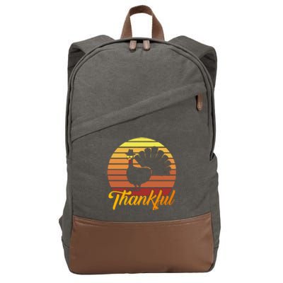 Funny Cute Thankful Turkey Sunset Retro, Thankful Grateful Blessed Autumn Fall 2 Cotton Canvas Backpack