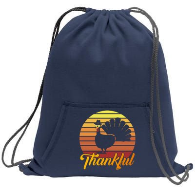 Funny Cute Thankful Turkey Sunset Retro, Thankful Grateful Blessed Autumn Fall 2 Sweatshirt Cinch Pack Bag