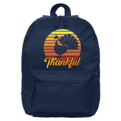 Funny Cute Thankful Turkey Sunset Retro, Thankful Grateful Blessed Autumn Fall 2 16 in Basic Backpack