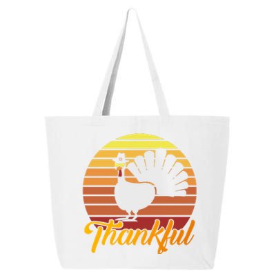 Funny Cute Thankful Turkey Sunset Retro, Thankful Grateful Blessed Autumn Fall 2 25L Jumbo Tote