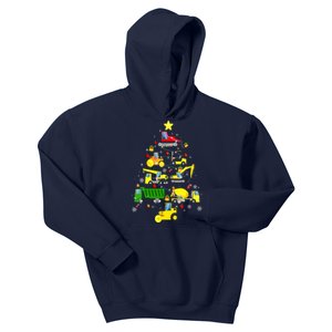 Funny Construction Trucks Christmas Tree Kids Hoodie