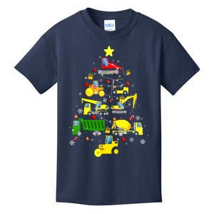 Funny Construction Trucks Christmas Tree Kids T-Shirt