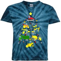 Funny Construction Trucks Christmas Tree Kids Tie-Dye T-Shirt