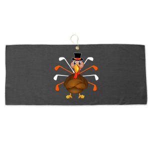 Funny Cute Turkey Golf Thanksgiving Turkey Sport Player Autumn Fall Large Microfiber Waffle Golf Towel