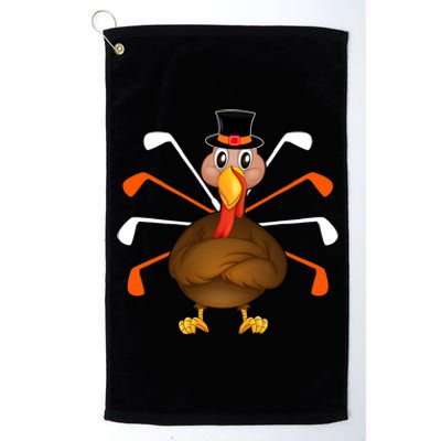 Funny Cute Turkey Golf Thanksgiving Turkey Sport Player Autumn Fall Platinum Collection Golf Towel