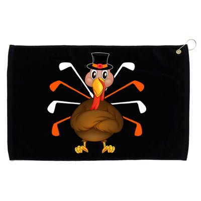 Funny Cute Turkey Golf Thanksgiving Turkey Sport Player Autumn Fall Grommeted Golf Towel