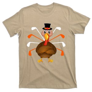 Funny Cute Turkey Golf Thanksgiving Turkey Sport Player Autumn Fall T-Shirt