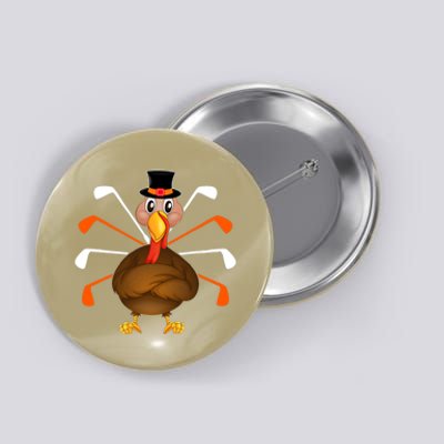 Funny Cute Turkey Golf Thanksgiving Turkey Sport Player Autumn Fall Button